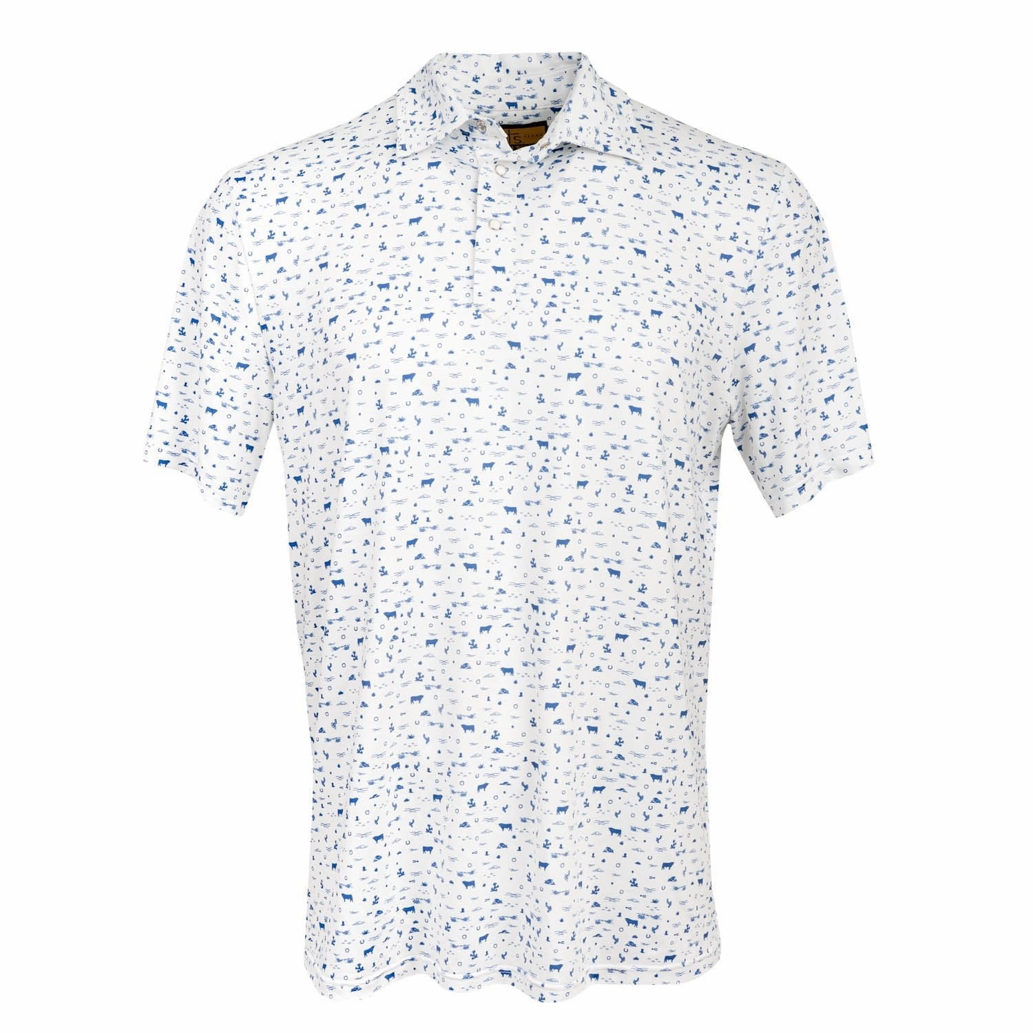 Sophisticated Look STS Ranchwear Mens Fairway Blaze White/Navy Poly/Spandex S/S Polo Shirt