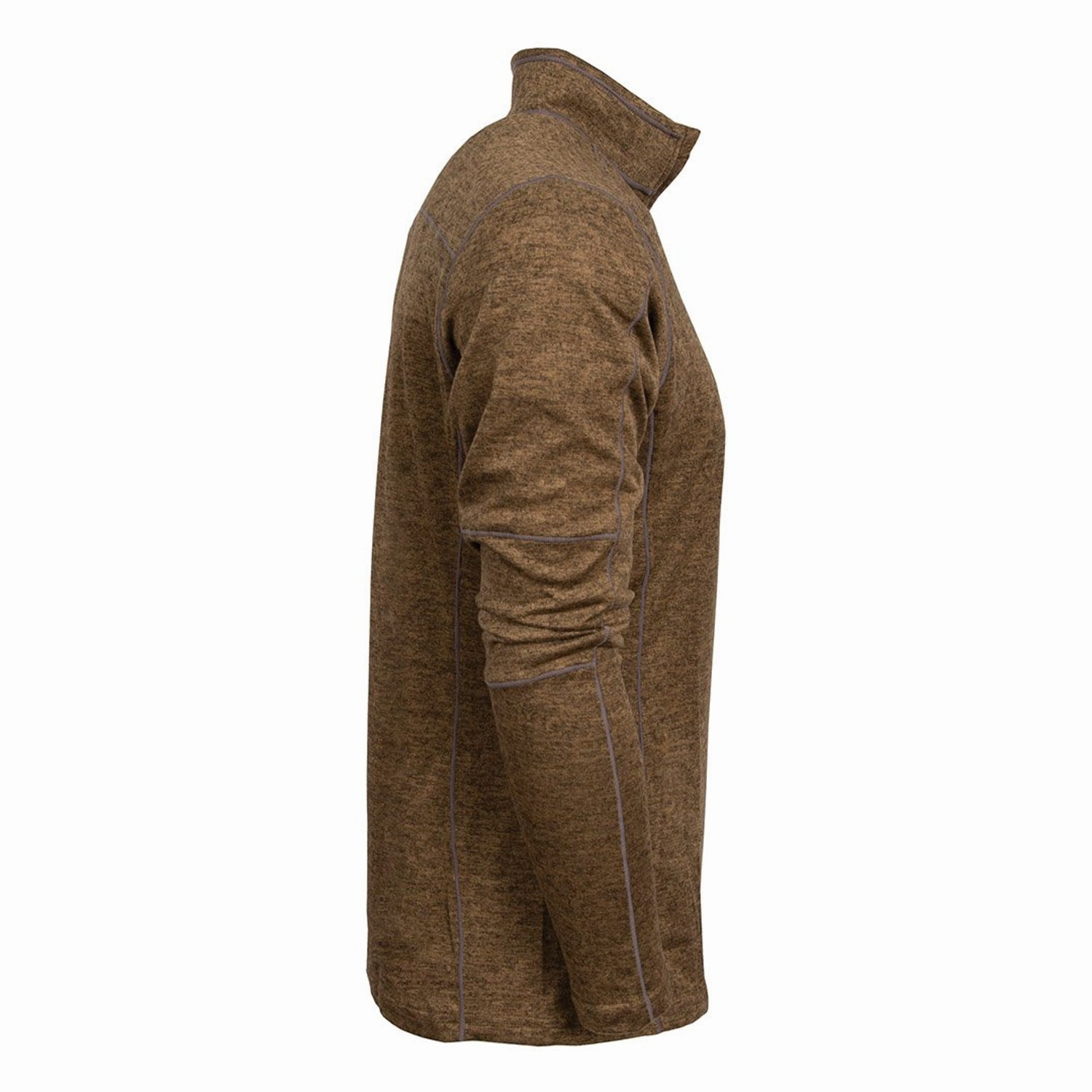 STS Ranchwear Mens Quarter Zip Chocolate Polyester Pullover Sweater Durable Texture Conference Appropriate