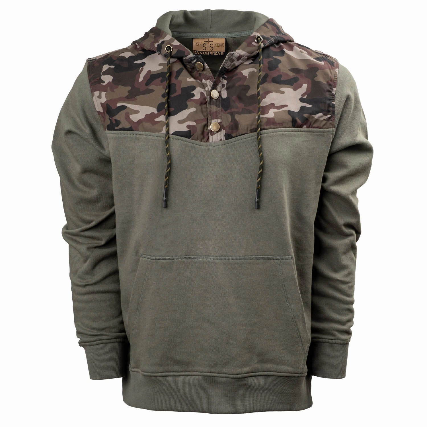 Roomy Cut STS Ranchwear Mens Whit Camo/Charcoal 100% Cotton Pullover