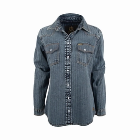 Slim Silhouette Durable Buttons STS Ranchwear Womens Duke Denim 100% Cotton L/S Shirt