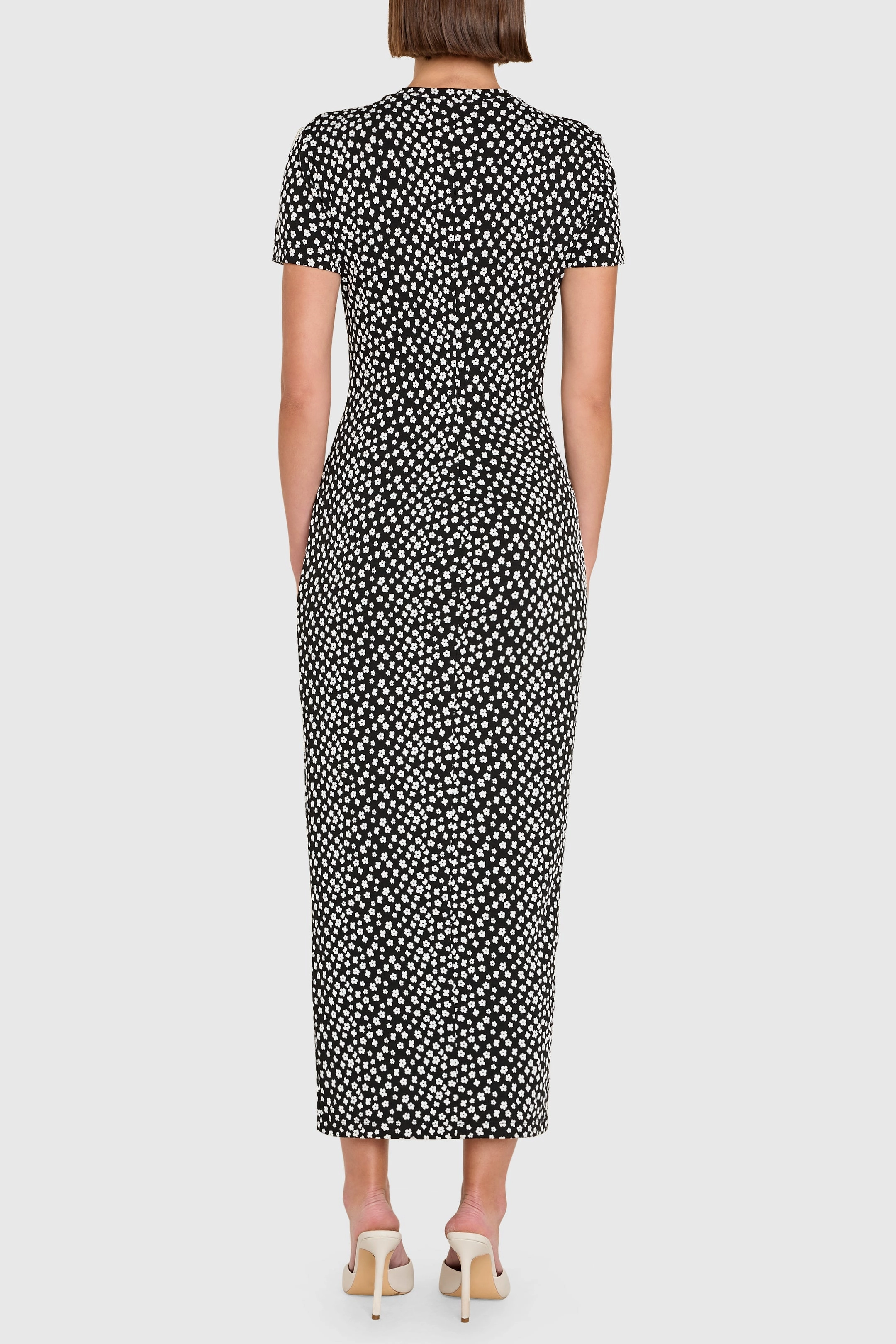 Elegant evening wear Rosaria Dress in Black/White