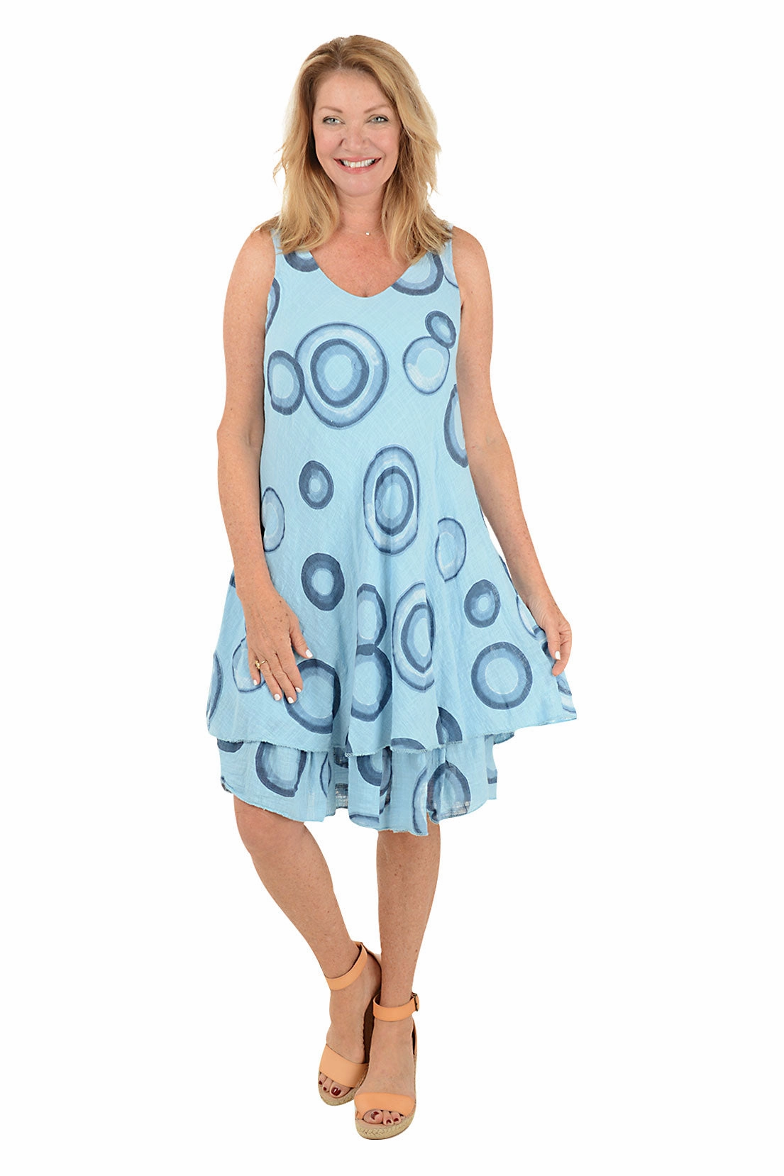 Bullseye V-Neck Sleeveless Dress Everyday Wear Chill Friendly