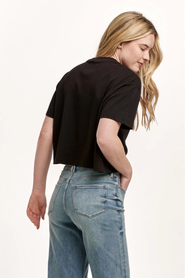 Maddox Jersey Tee - Black Embroidered