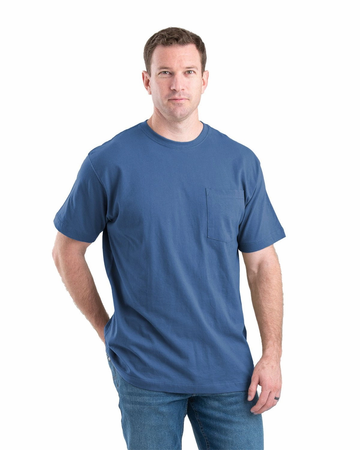 Berne Mens Heavyweight Pocket Tee Royal Blue 100% Cotton S/S T-Shirt hypoallergenic