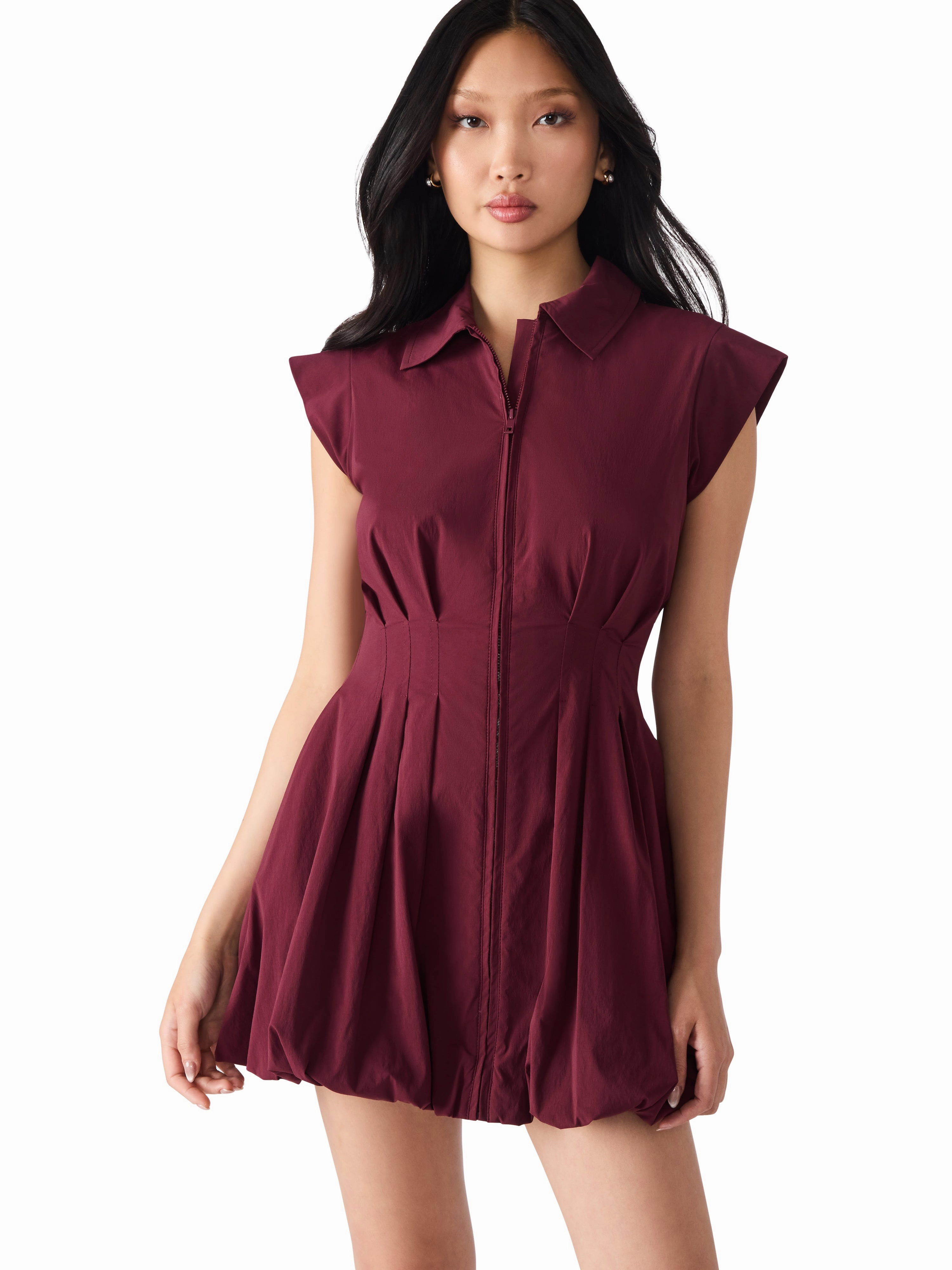 Dyanne Dress in Wine Tiered Skirt AdjustableStraps