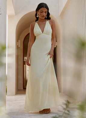 Kacia Maxi Dress - Lemon Minimal Motion Smart Fit Wear