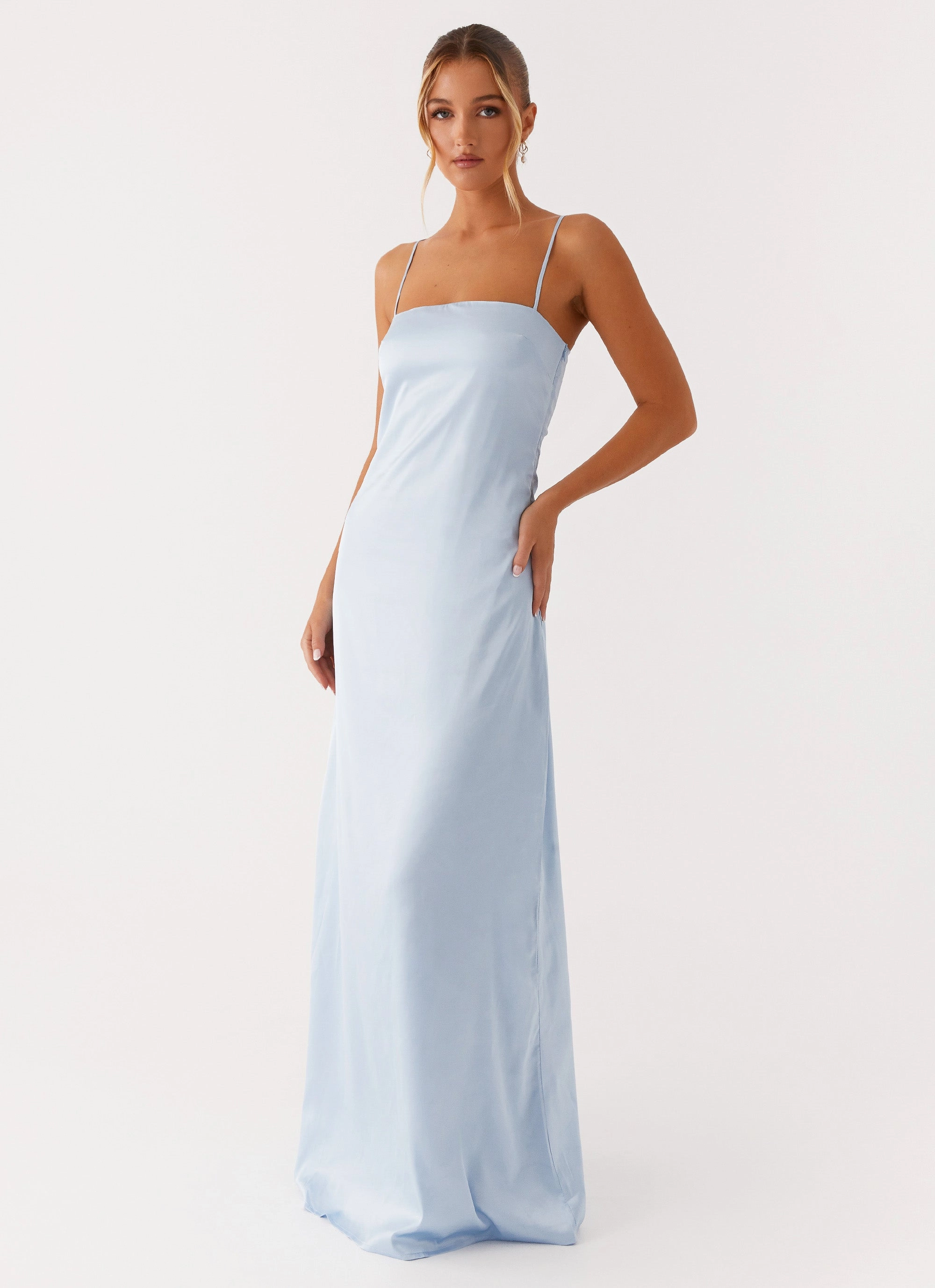 A-Line Versatile Style Aster Bloom Maxi Dress - Blue