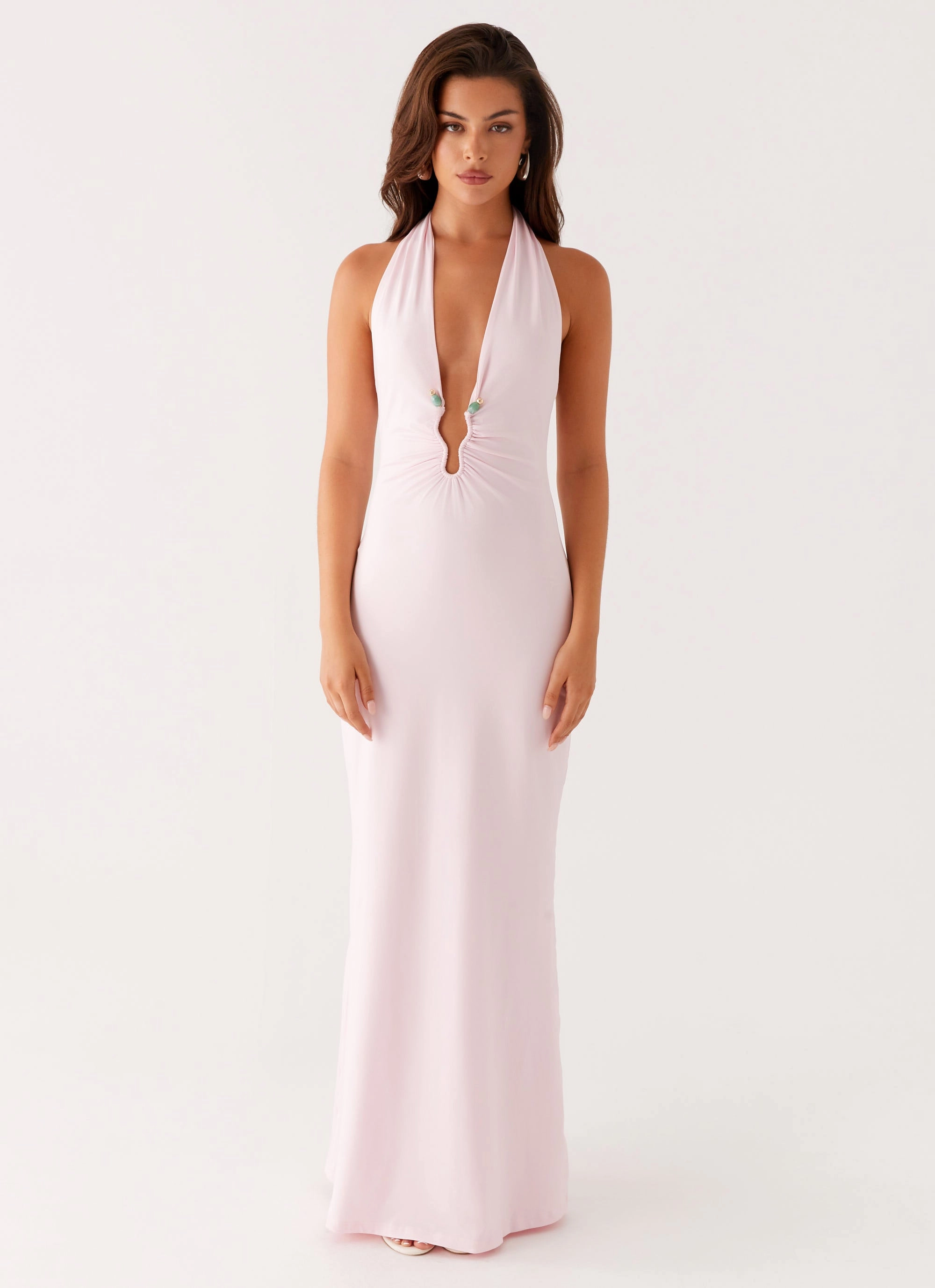 Nicola Maxi Dress - Pink Neutral Layer Edge Detail