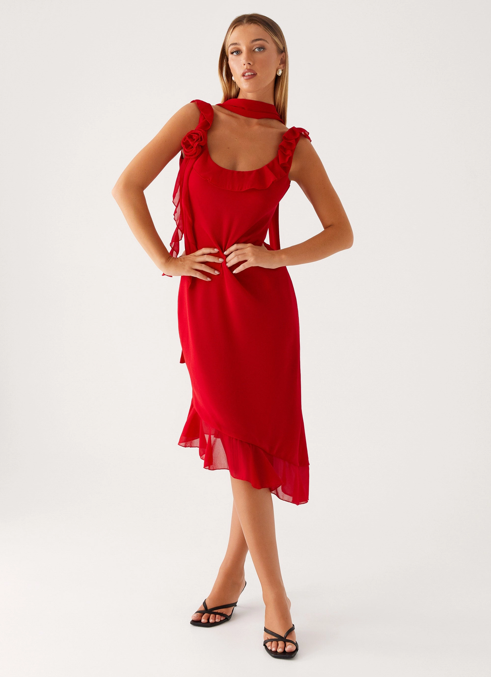 Euro Ease Fariday Midi Dress - Red