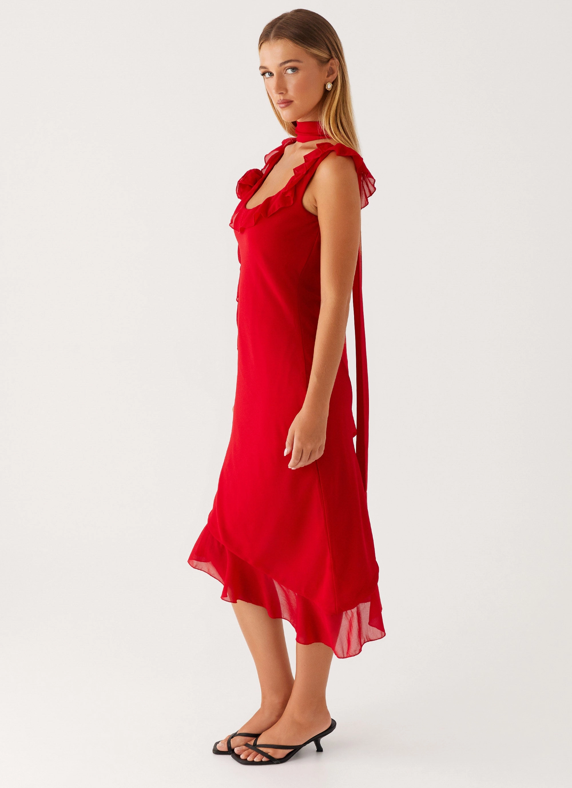 Fariday Midi Dress - Red Smooth Tone Quick-Dry