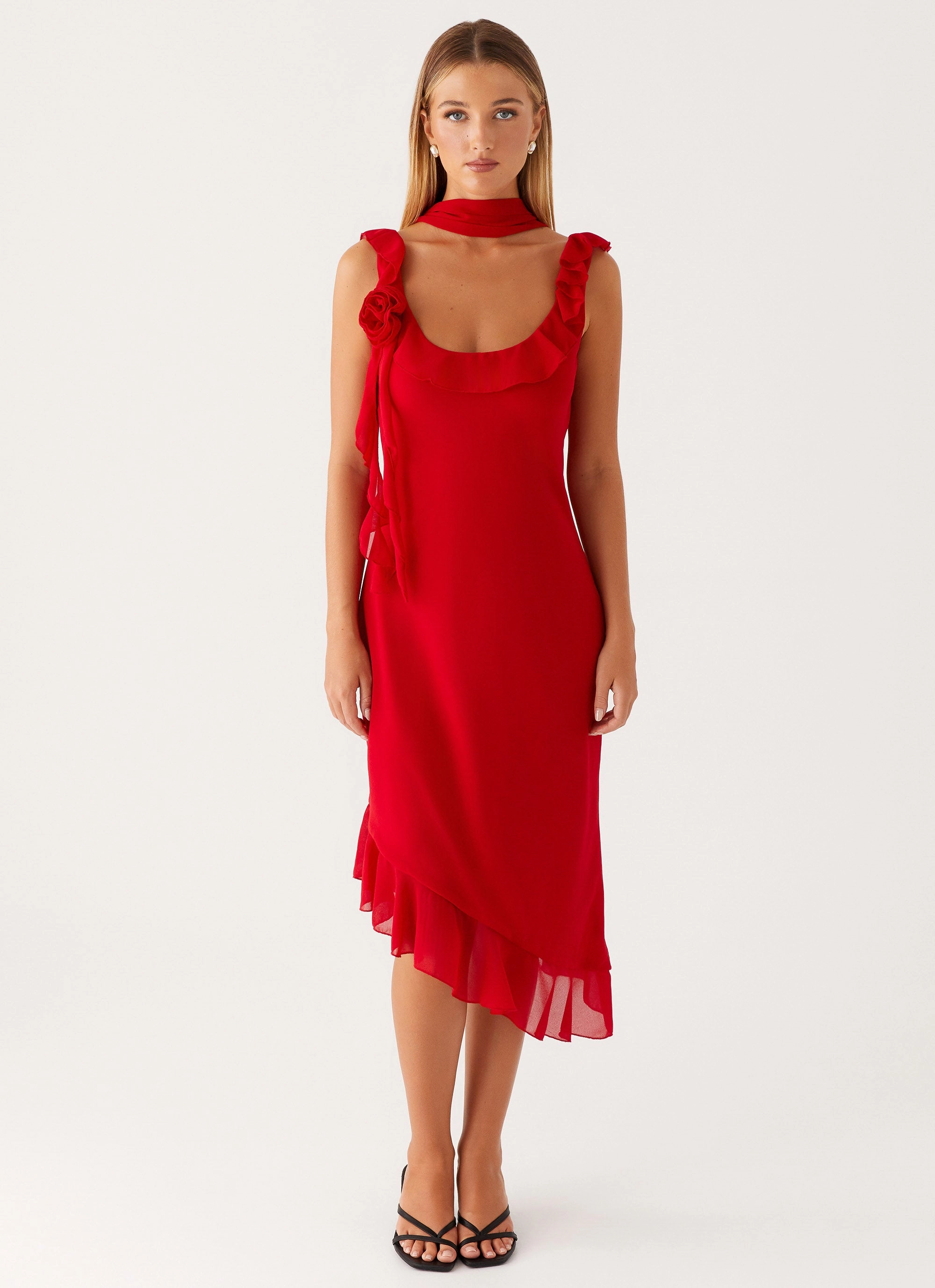 Fariday Midi Dress - Red Grace Glow