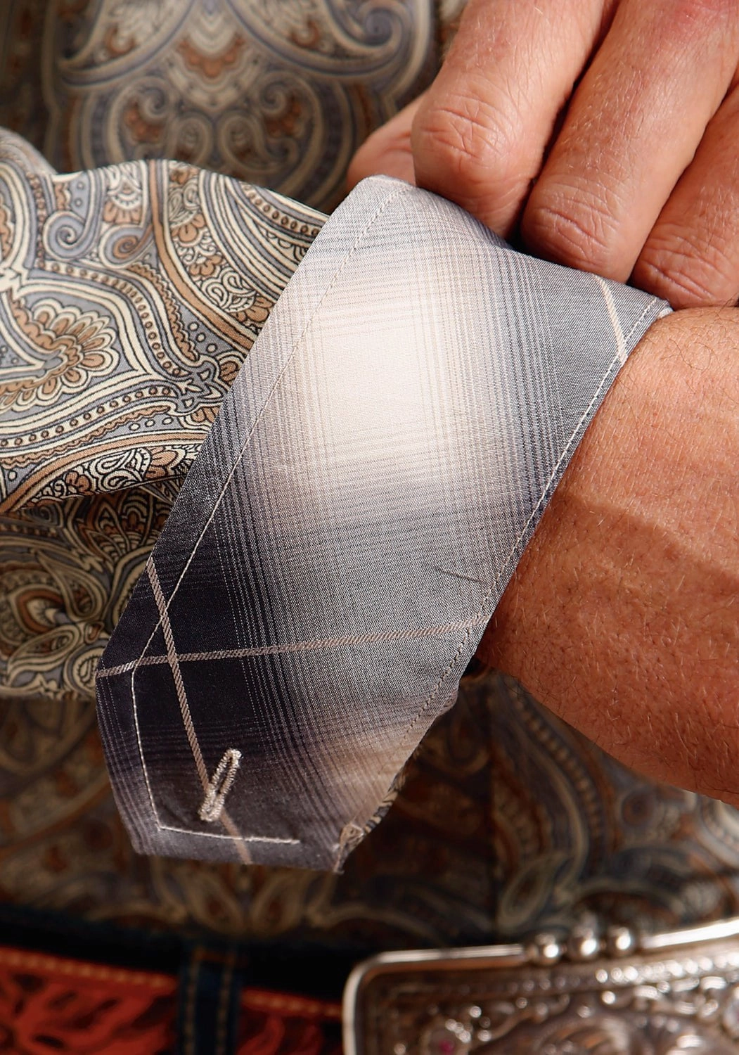 Neutral Shade Stetson Mens Desert Medallion Paisley Brown 100% Cotton L/S Shirt