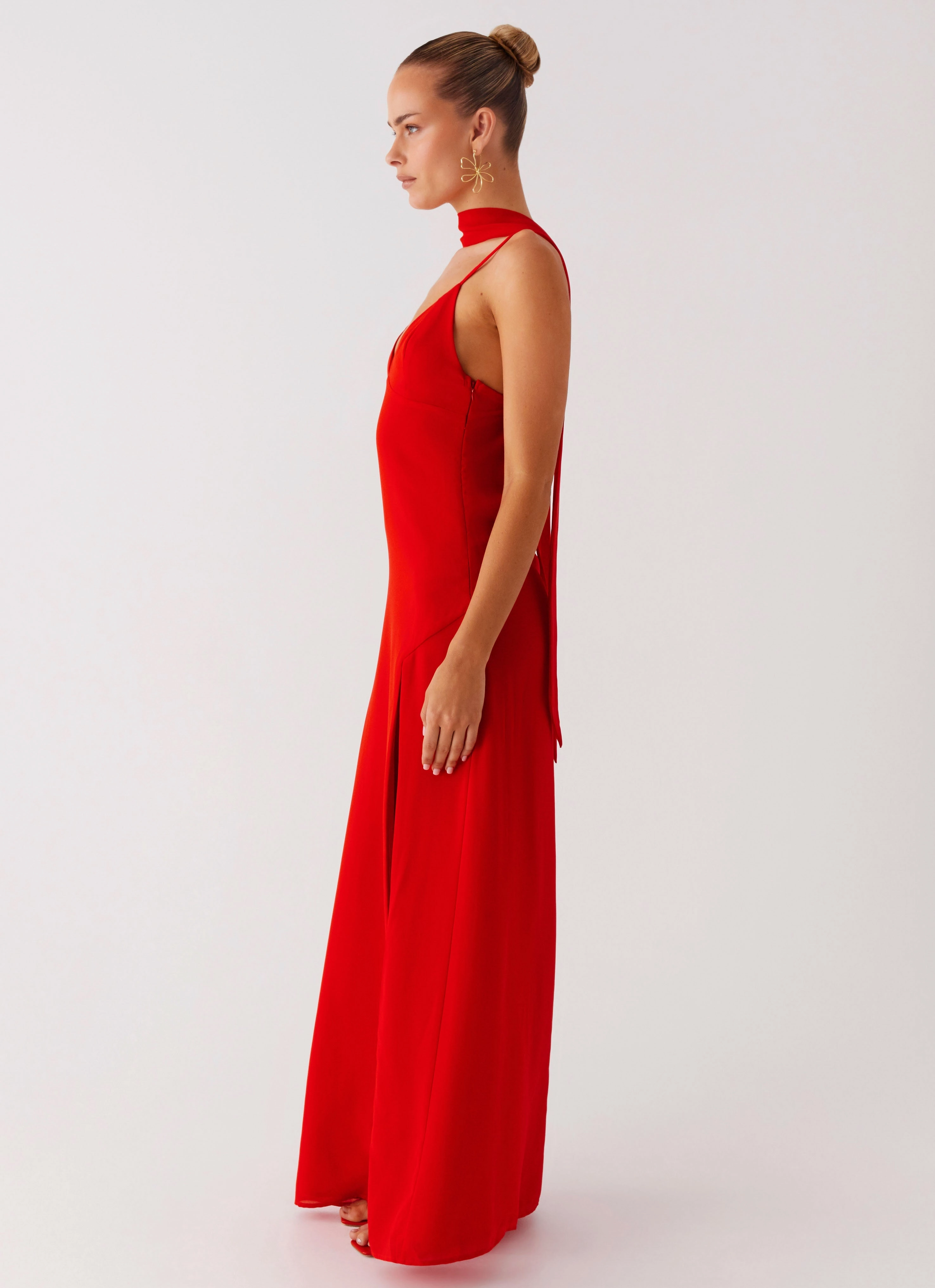 Yorke Scarf Maxi Dress - Raspberry Red Light Touch Pure Shape