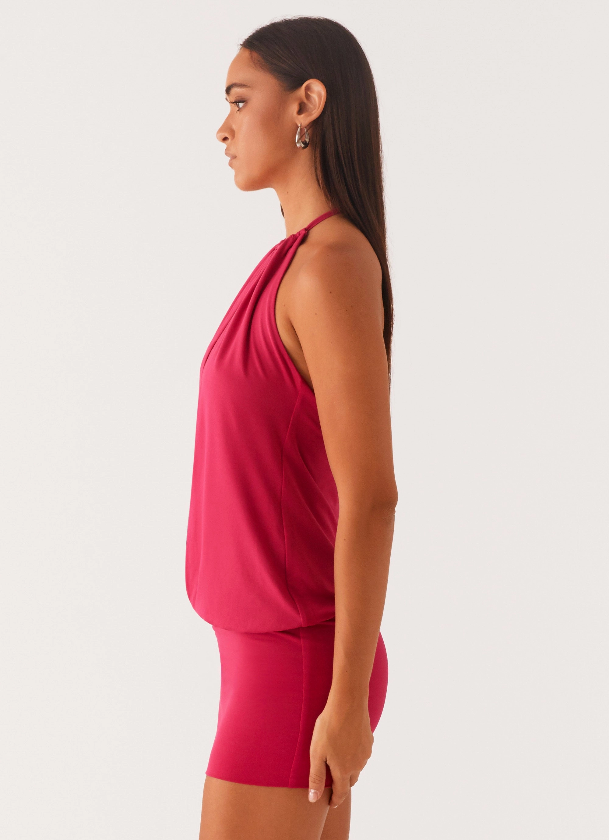 Ayisha Mini Dress - Fuchsia Pink Refined Line