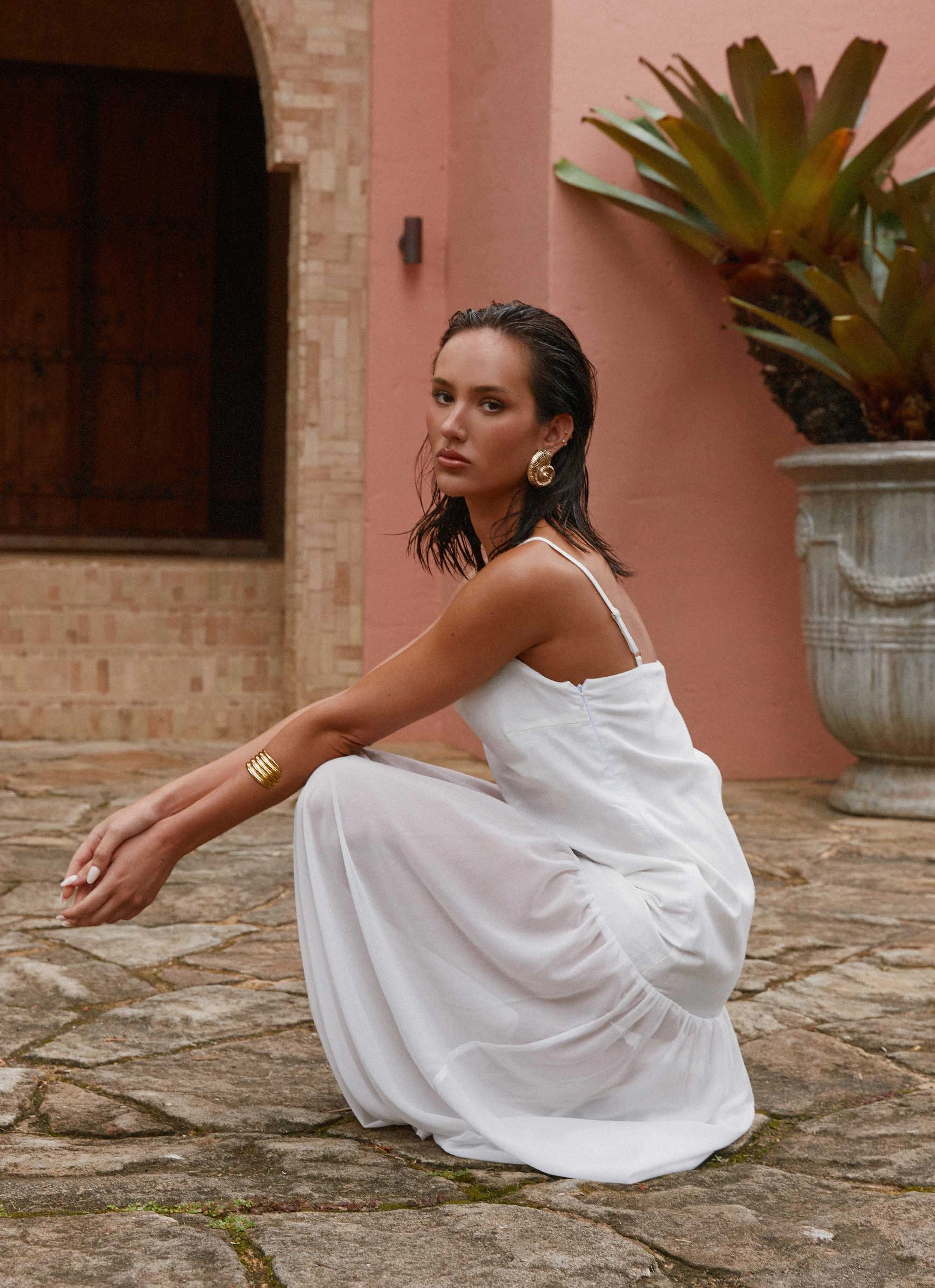 Boxy-Style Heavenly Linen Maxi Dress - White