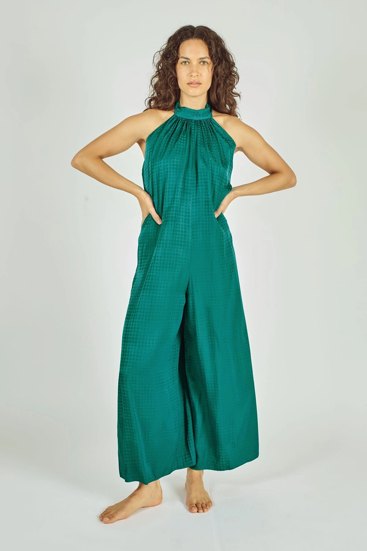 Smooth Line Hook-And-Eye Twiggy Jumpsuit in Blue Circle of Trust