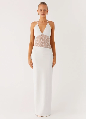 Zip Ease Soft Feel Enchant Lace Maxi Dress - Ivory