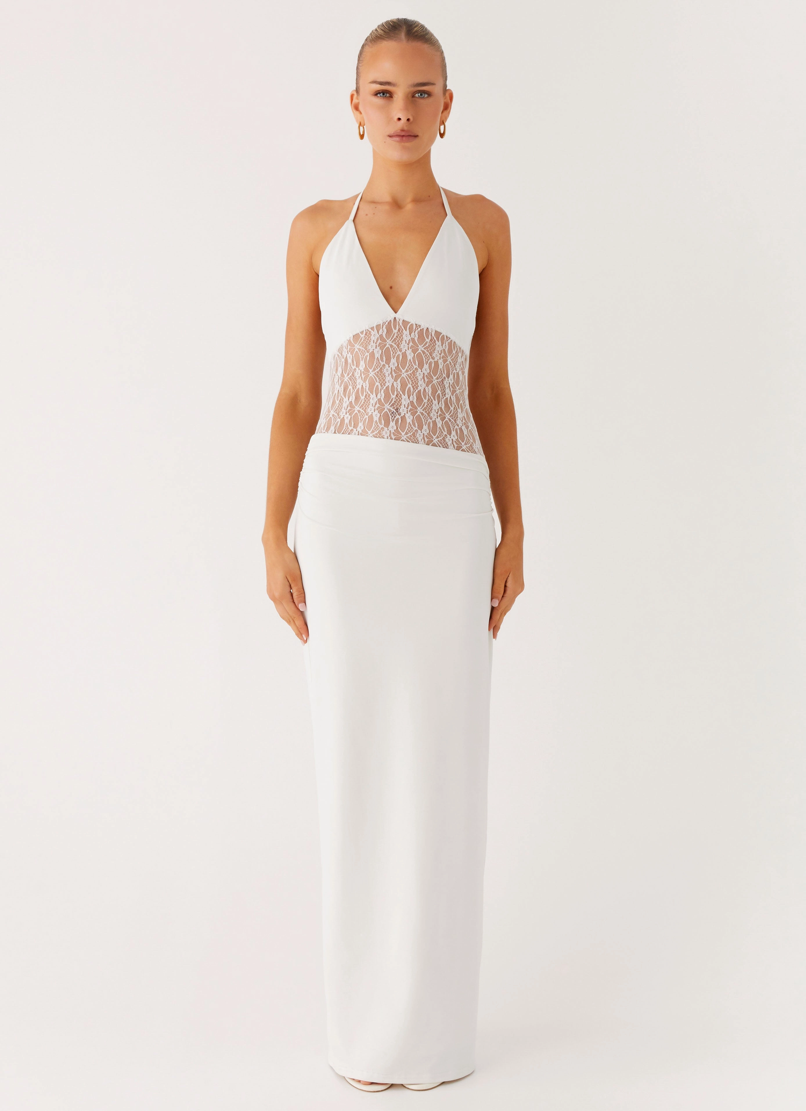 Zip Ease Soft Feel Enchant Lace Maxi Dress - Ivory