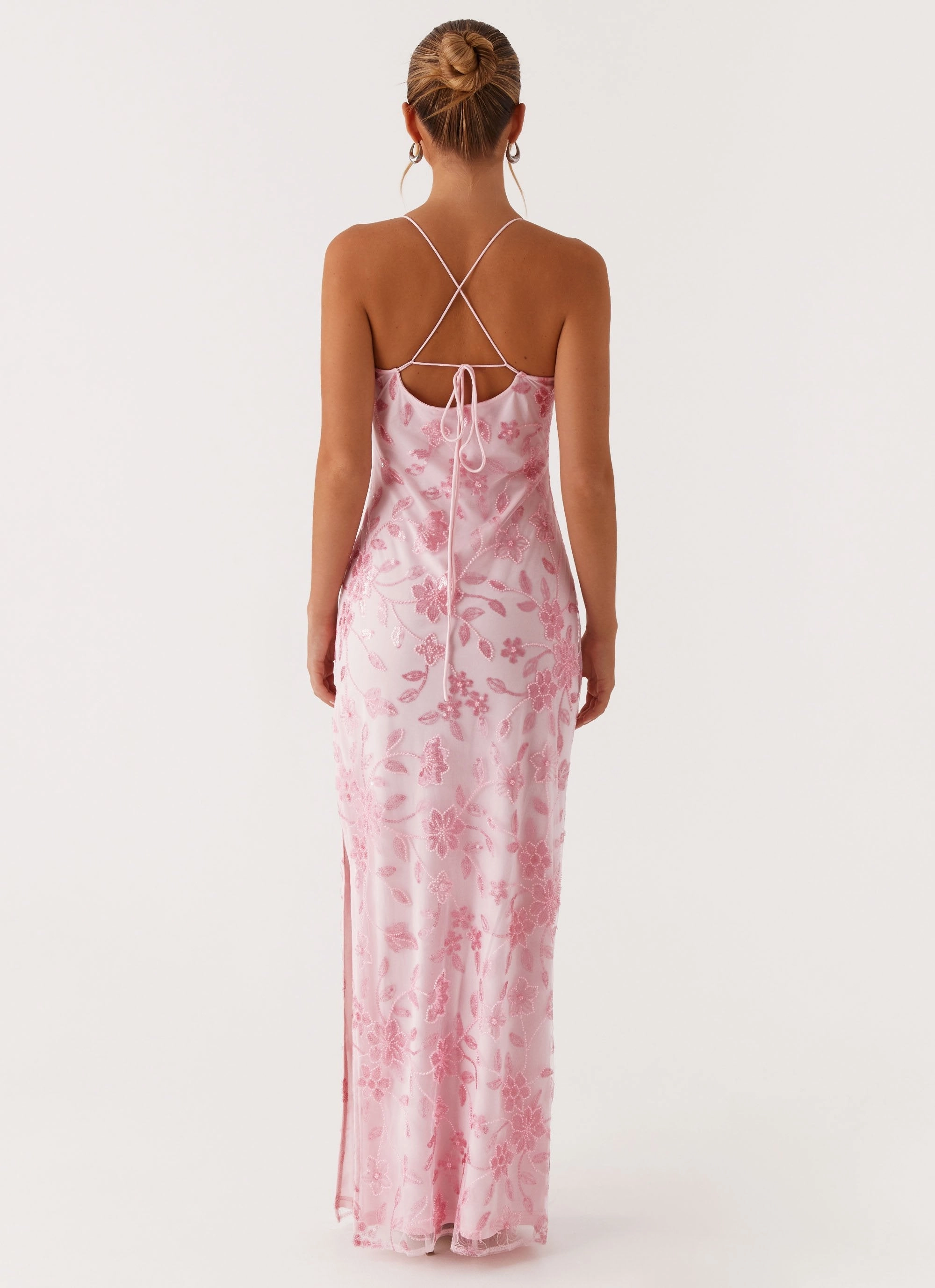 Bright Lights Beaded Maxi Dress - Pink Date-Night