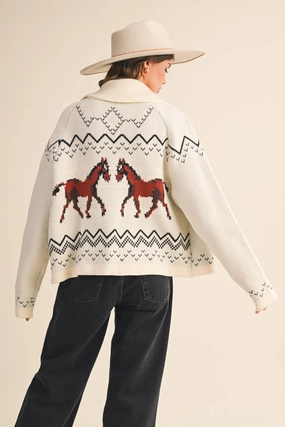 Trendy Design Cozy & Soft Horse Knit Cardigan