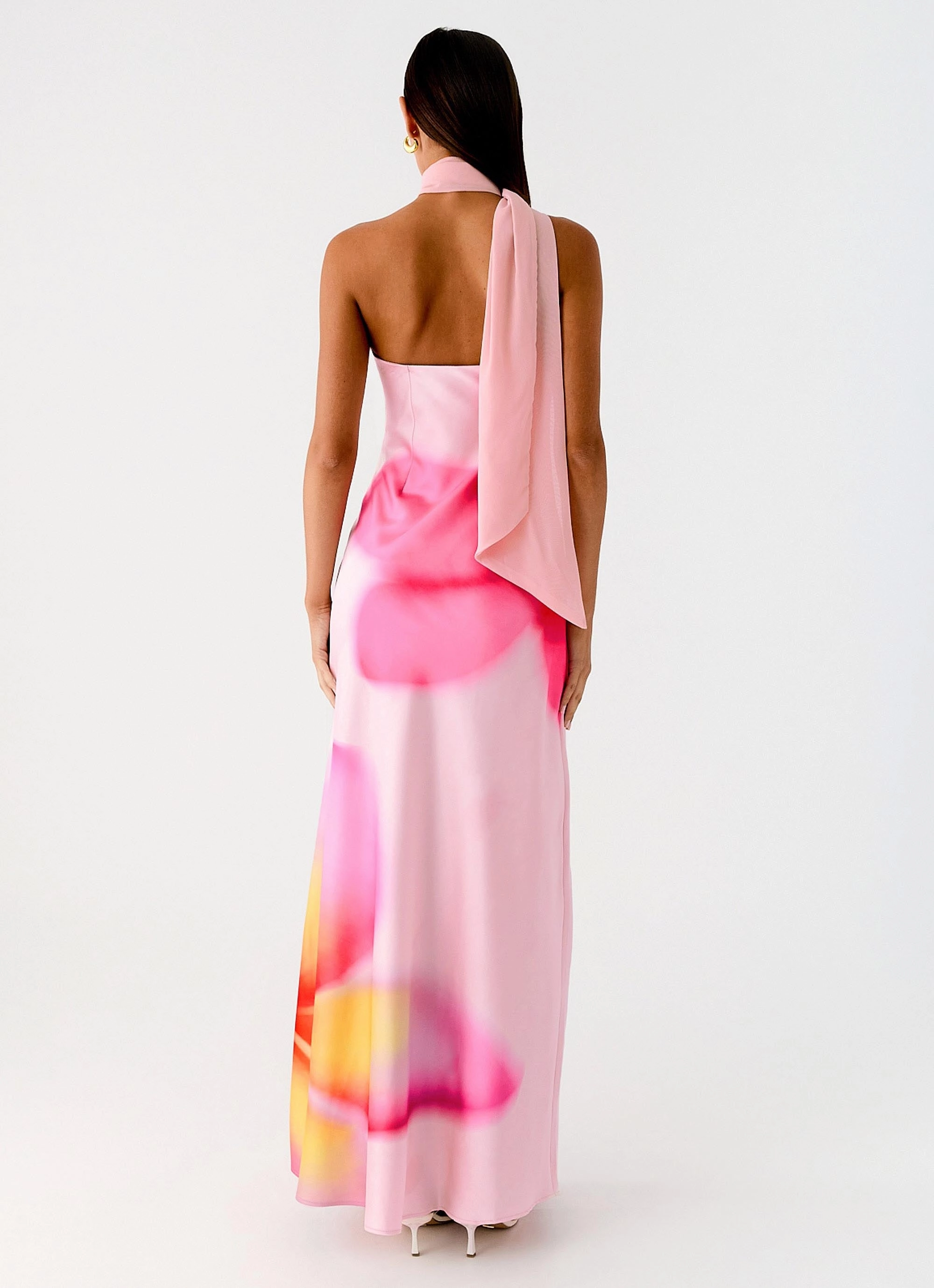 Formal Occasion Isa Scarf Satin Maxi Dress - Frangipani Pink