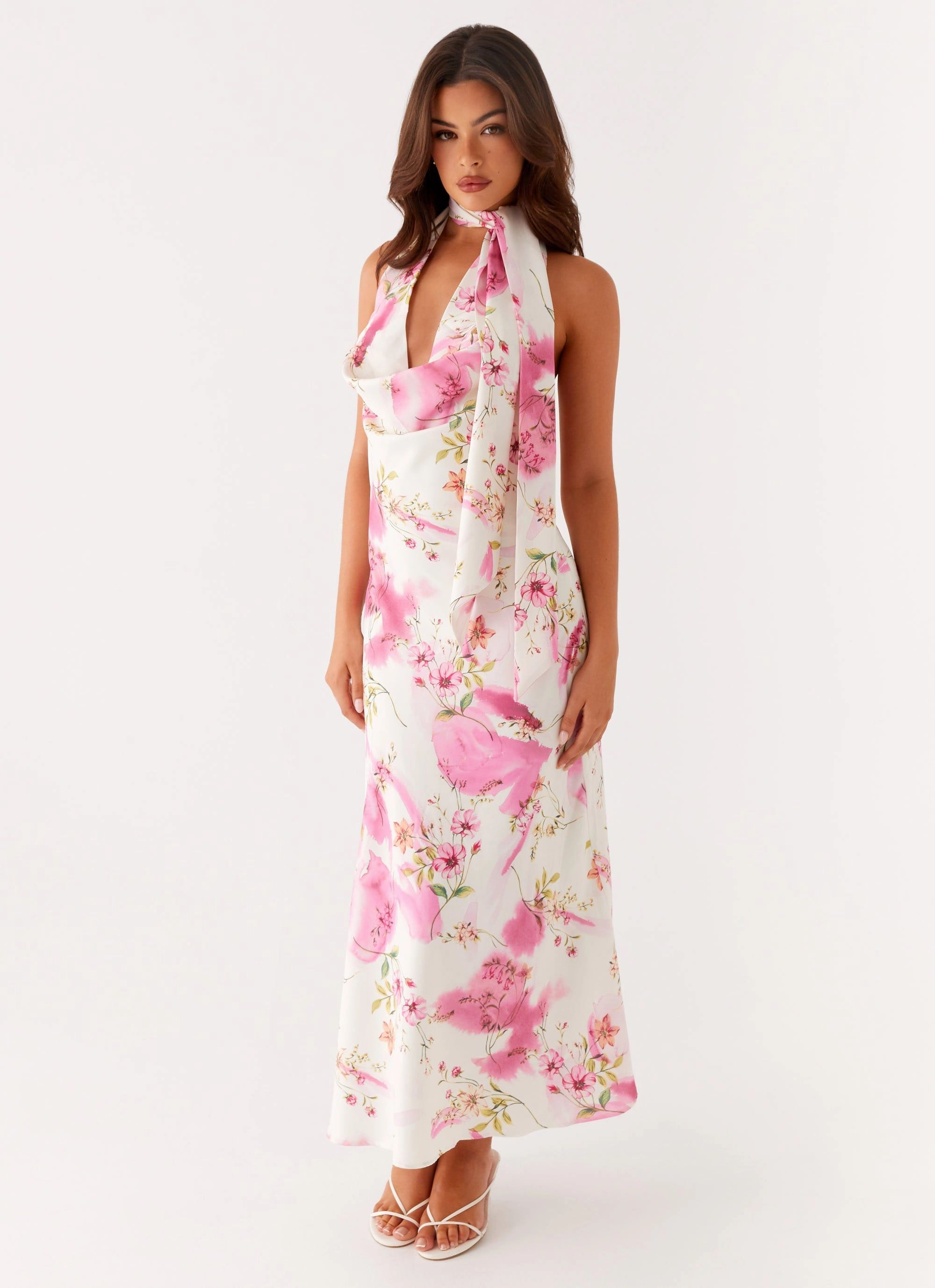 Cloud Light Jensen Midi Dress - Ivory Floral Print