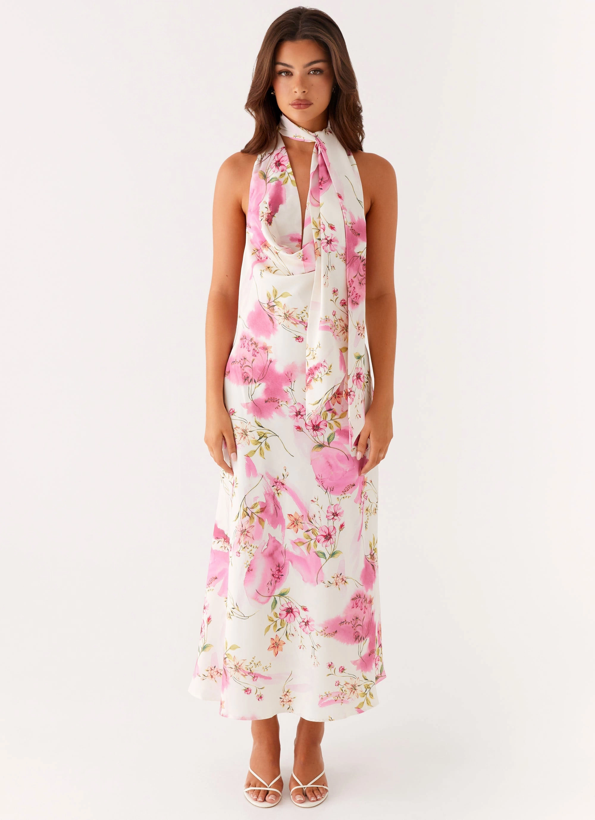 Lace Fine Anniversary-Event Jensen Midi Dress - Ivory Floral Print