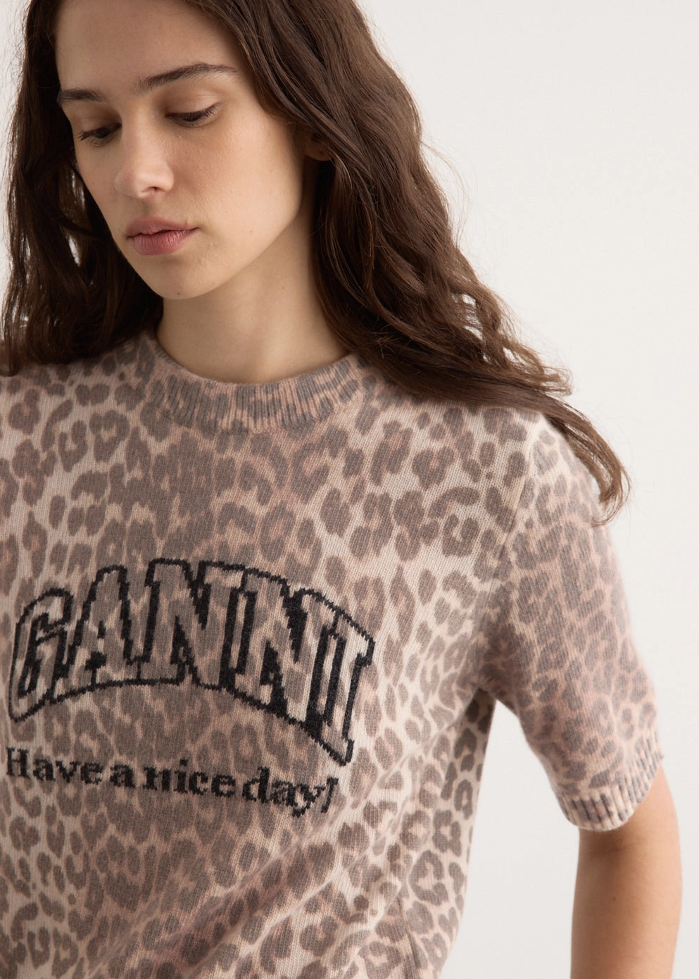 Urban Classic Graphic Wool Mix Printed Leopard T-Shirt