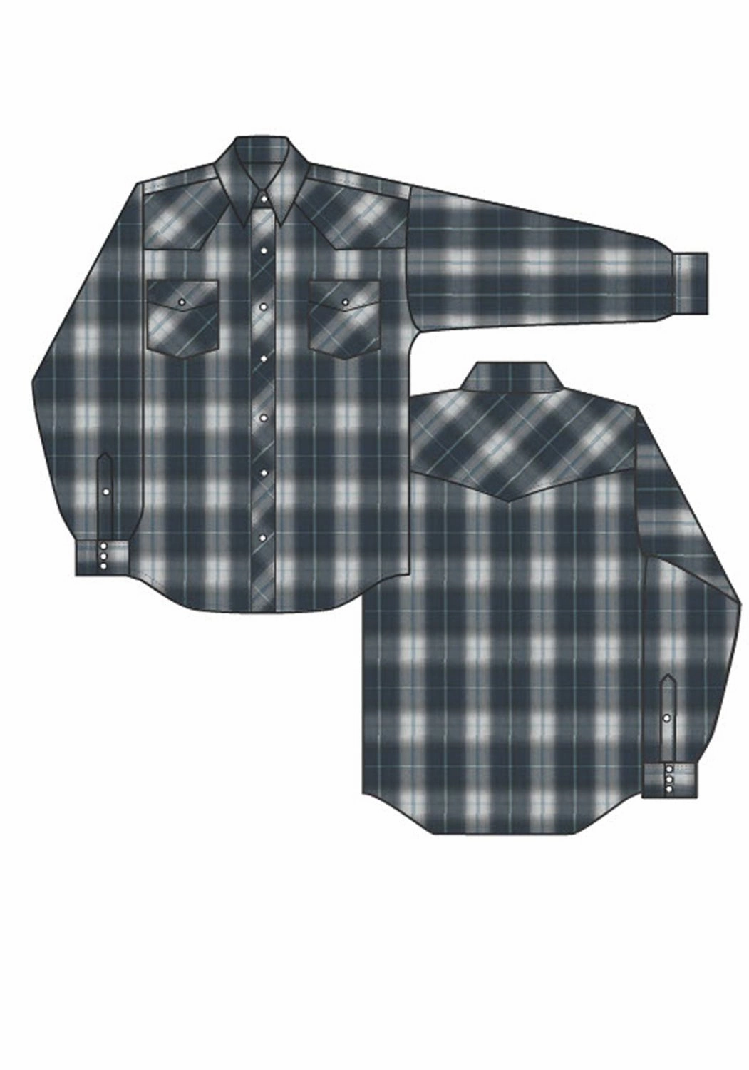 Roper Womens 1509 Large Scale Plaid Navy/Grey Cotton Blend L/S Shirt Urban Trend