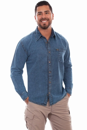 Breathable Lining Trendy Apparel Scully Mens Lt Washed Denim 100% Cotton Trail Walk L/S Shirt