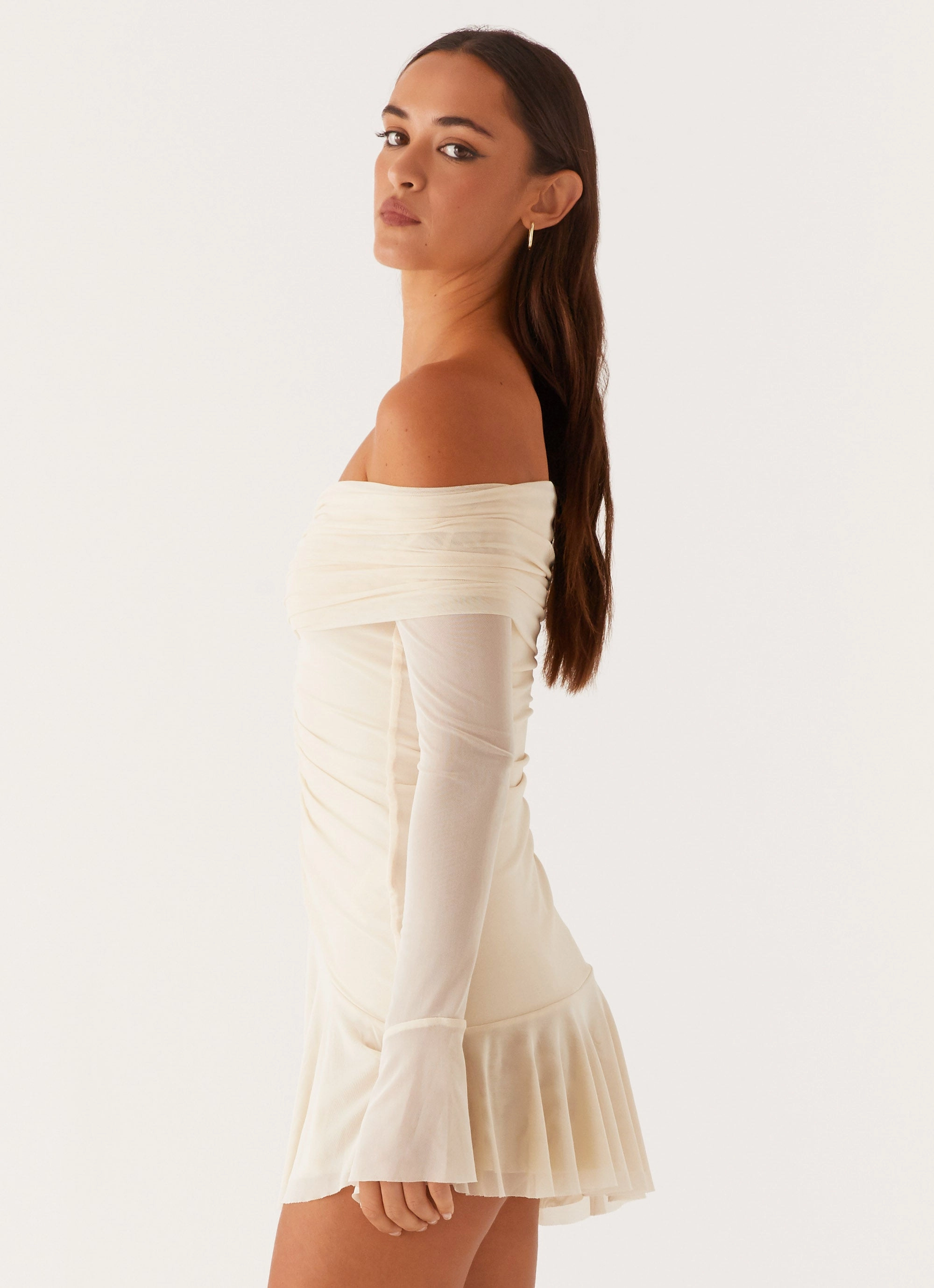 Ellis Ruched Mini Dress - Pastel Yellow Lightweight and Breezy