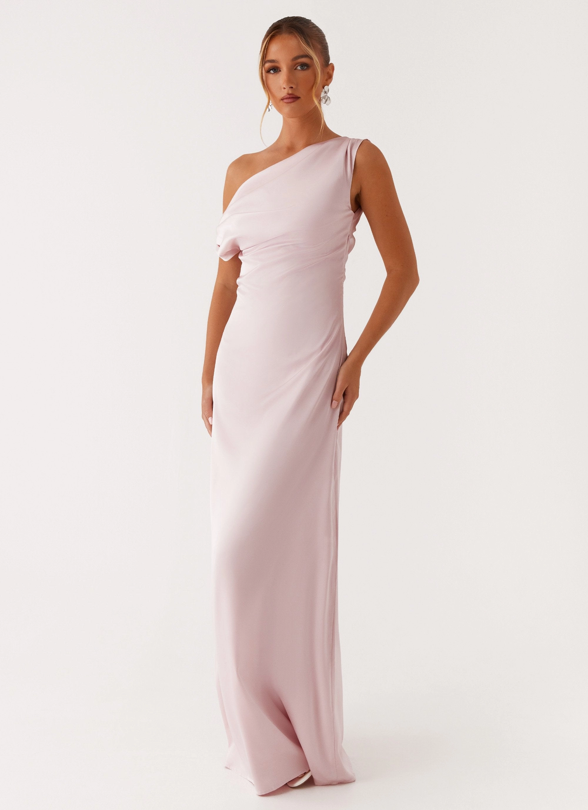 Event Mood Heart Of Glass Satin Maxi Dress - Pink