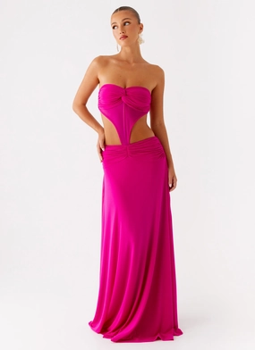 Carlene Maxi Dress - Fuchsia Chic Layer Soft Structure