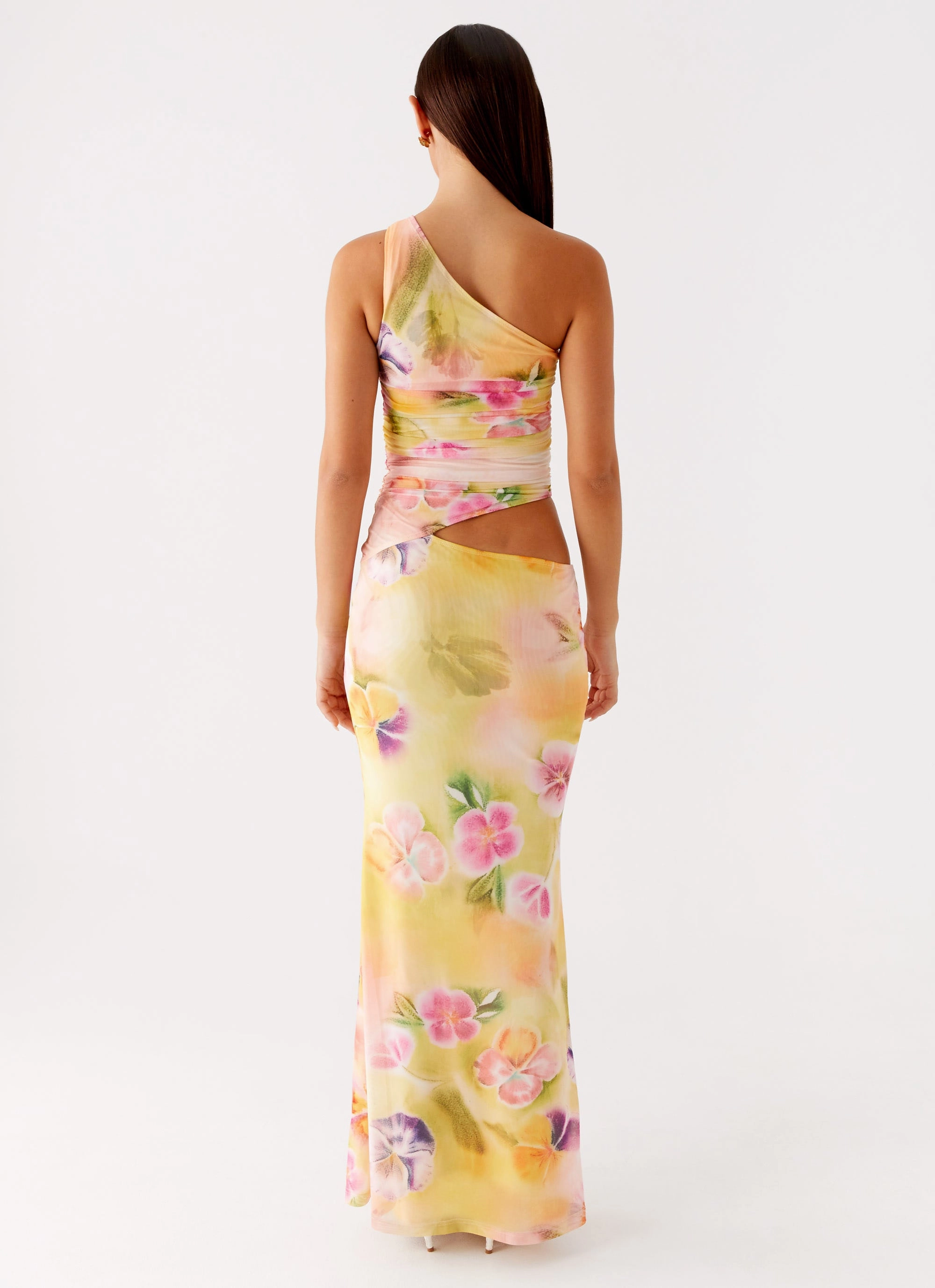Trendy Fit Look Seranella One Shoulder Maxi Dress - Sunburst Floral