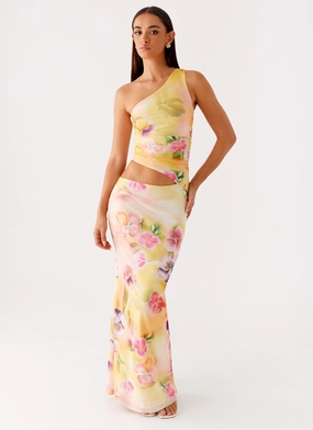 Luxe Fit Seranella One Shoulder Maxi Dress - Sunburst Floral