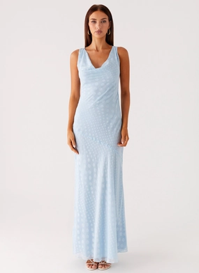 Trendy Piece Muted Tones Sundance Chiffon Maxi Dress - Blue