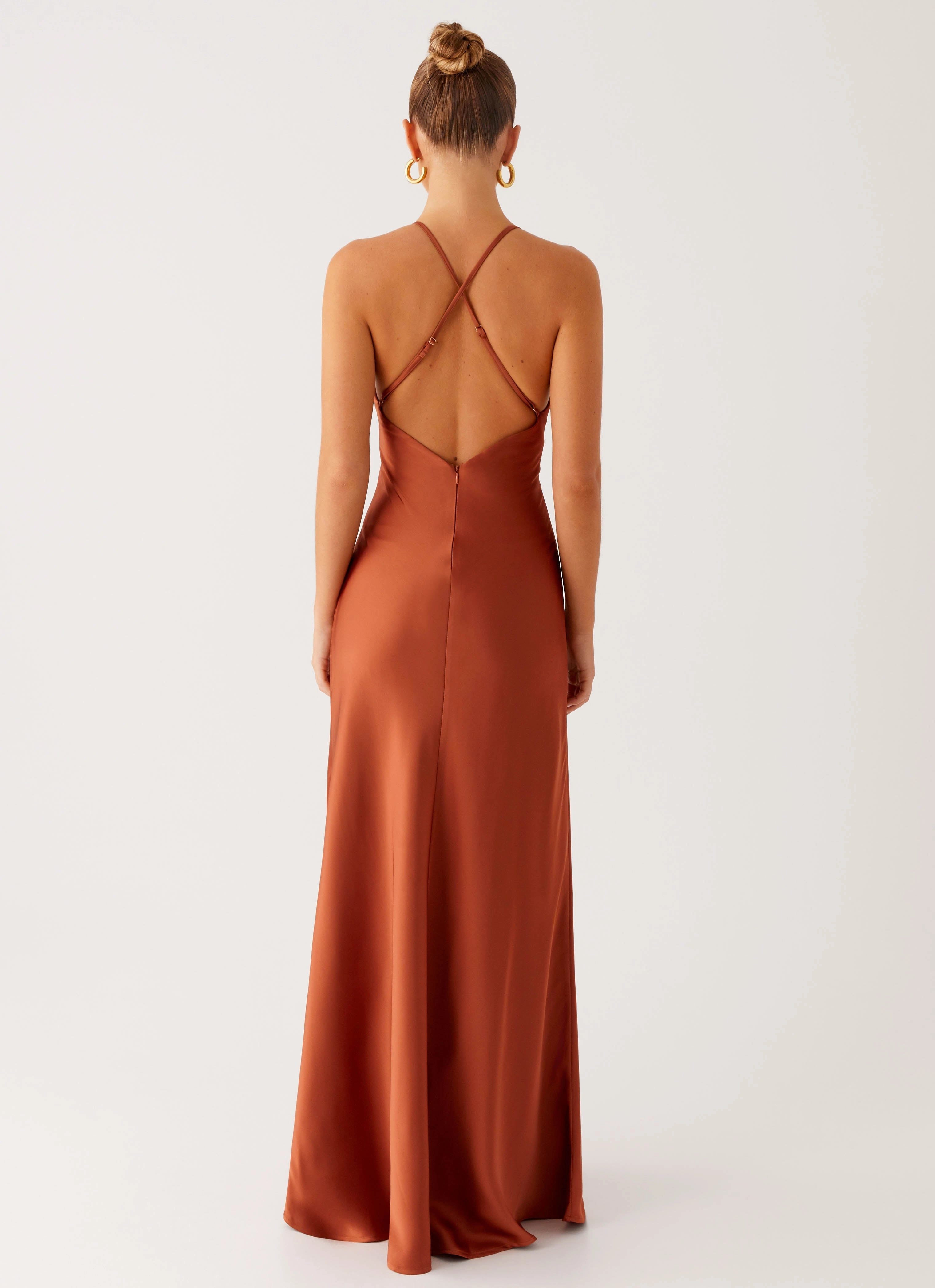 Fall Style Wrinkle-Free-Finish Sundowner Maxi Dress - Rust