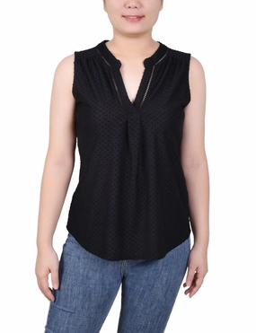 Fresh Season Chill Weather Petite Sleeveless Swiss Dot Top