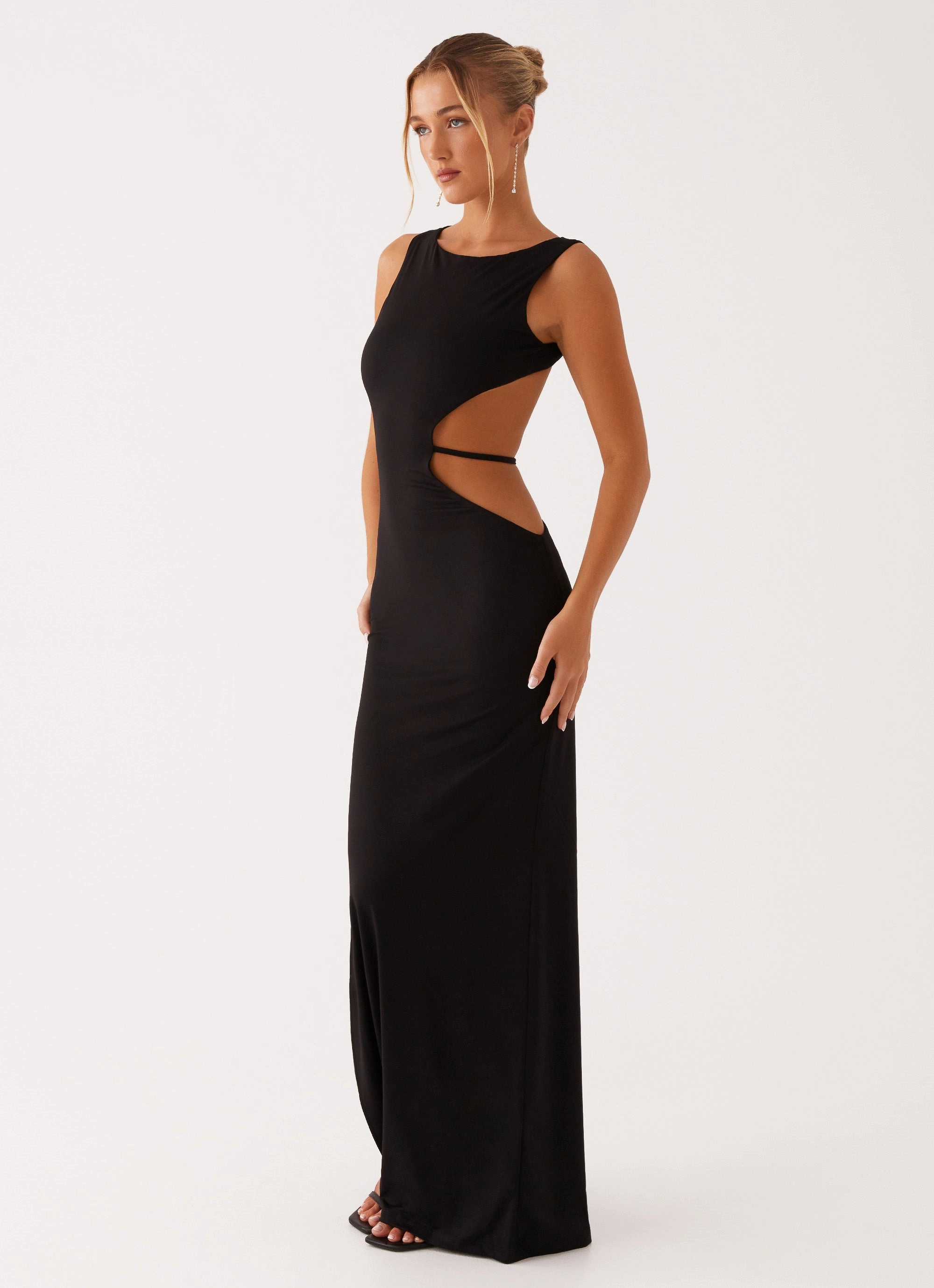Sutton Maxi Dress - Black Glossy-Finish
