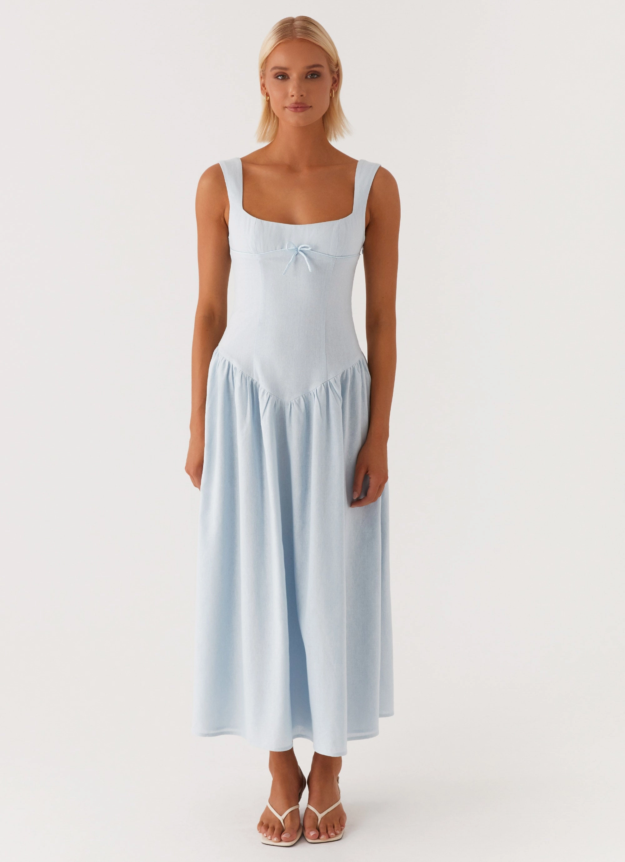 Suzie Midi Dress - Blue Soft Material Spring Garden