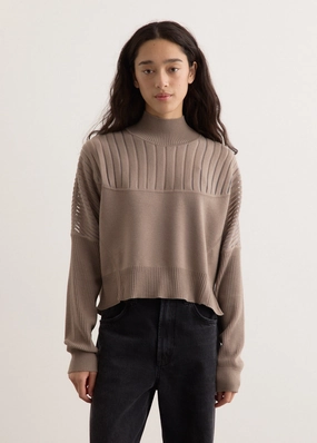 Women's ESC Knit Sweater Contrast Trim Accent