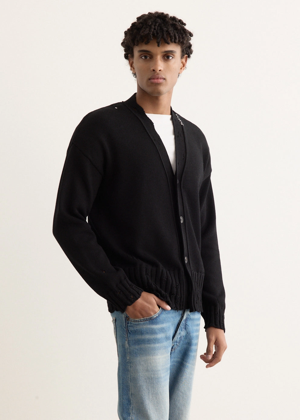 Symbol Embroidery Cardigan Stripe Look