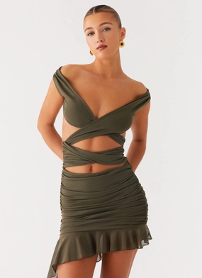 All Timewear Ivy Whisper Mini Dress - Khaki