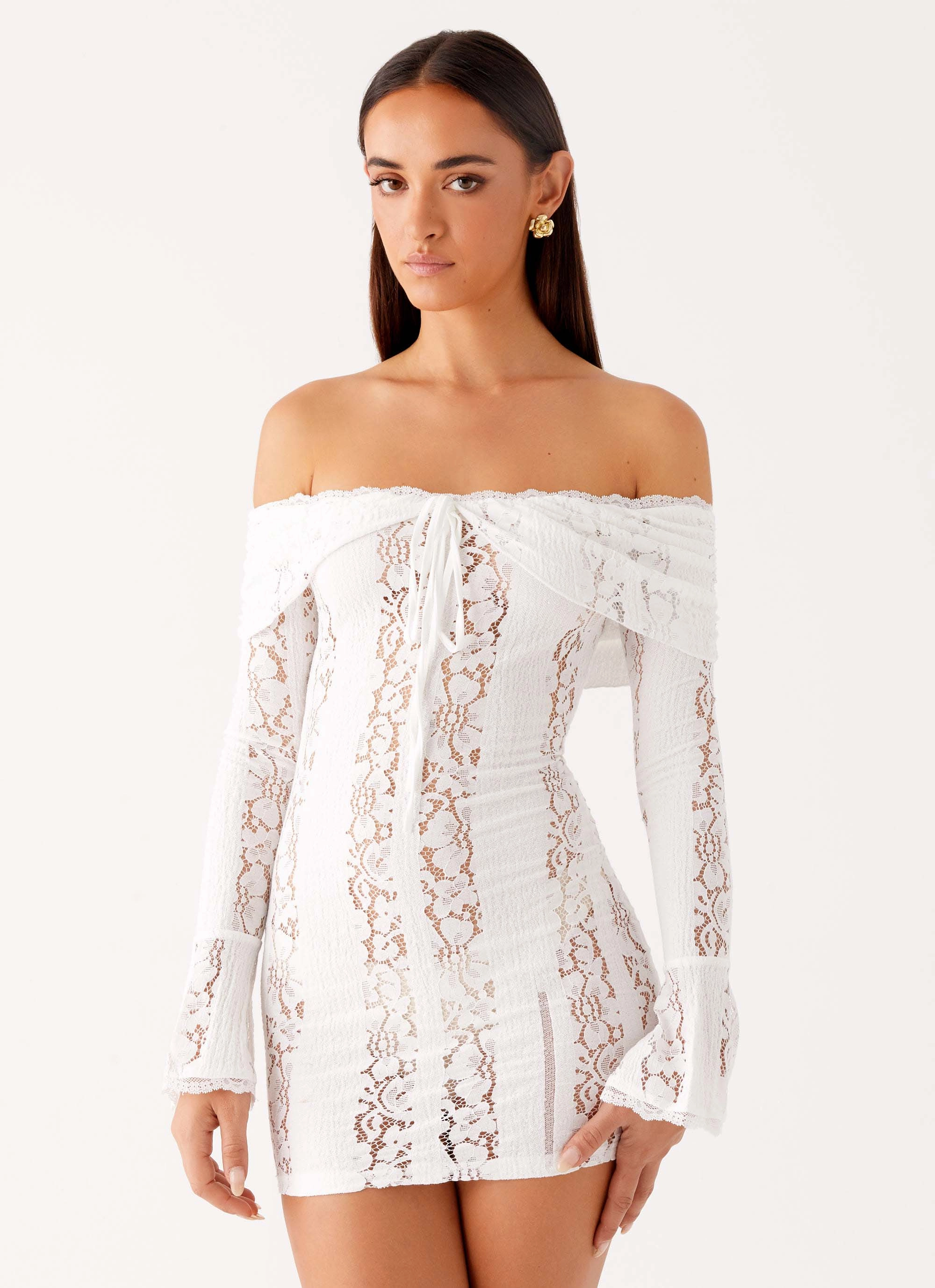 Regular-fit Syvanna Lace Mini Dress - White