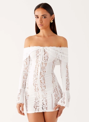 Regular-fit Syvanna Lace Mini Dress - White