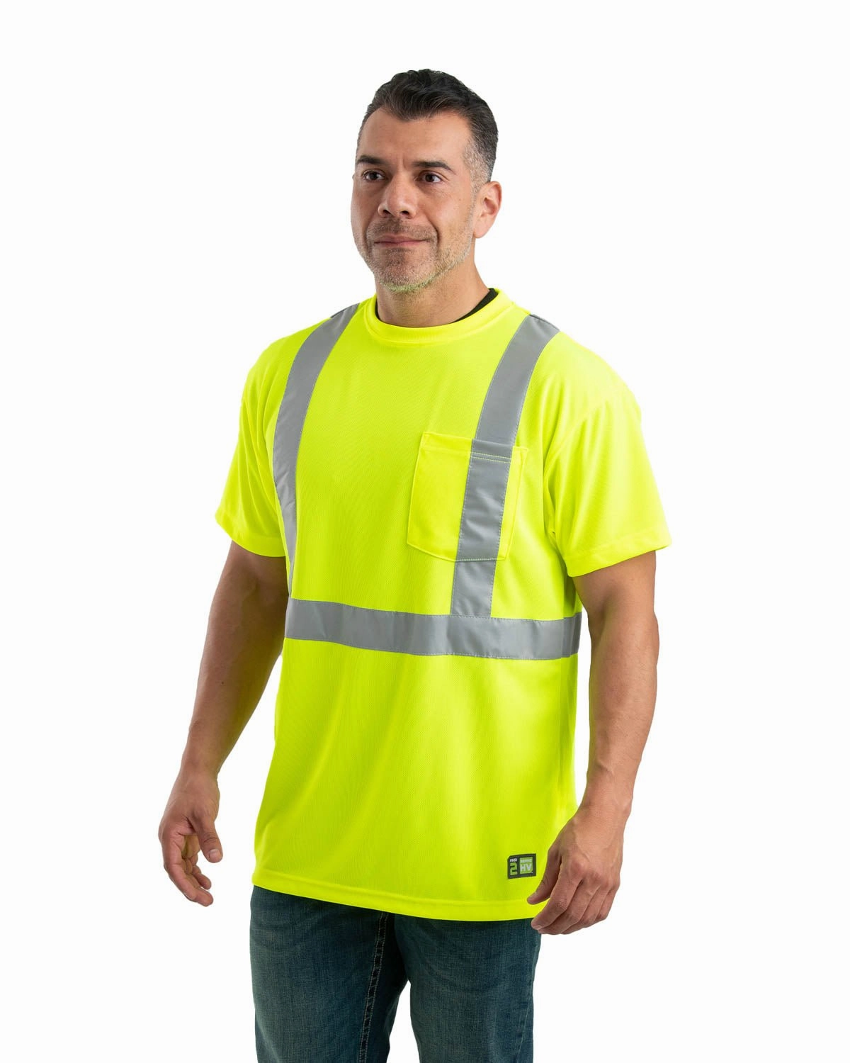 All Day Comfort Tech Berne Mens Yellow Polyester Hi-Viz Performance S/S Tee S/S