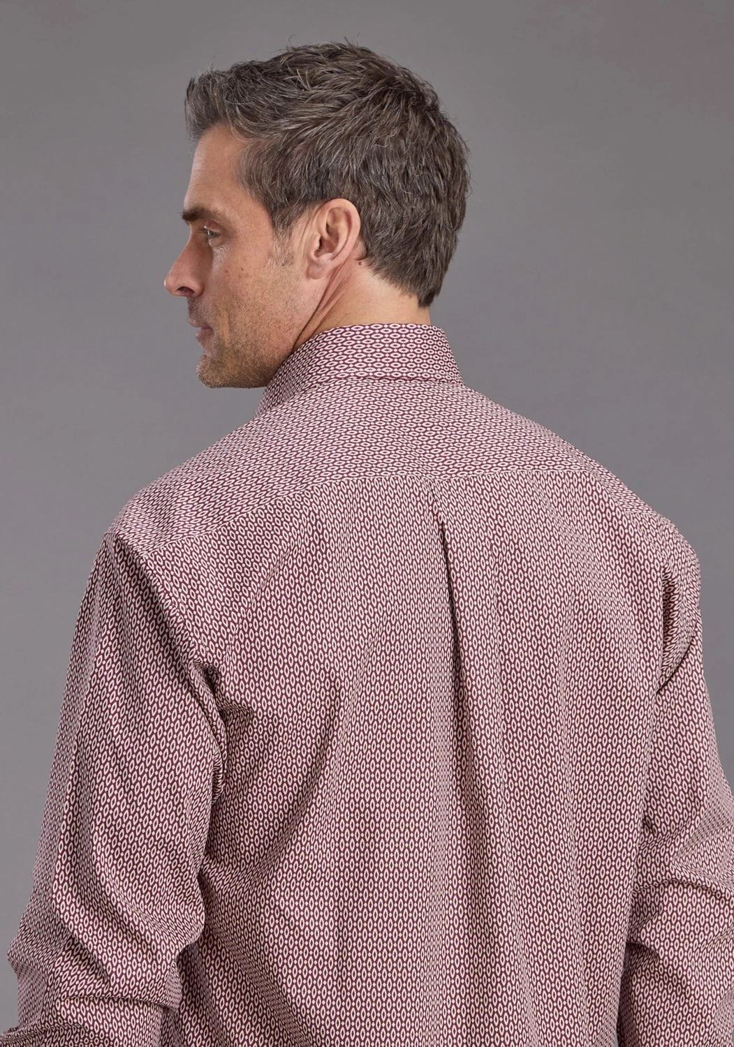 Stetson Mens Ruby Eye Geo Wine 100% Cotton 1 Pkt L/S Shirt Student Essential