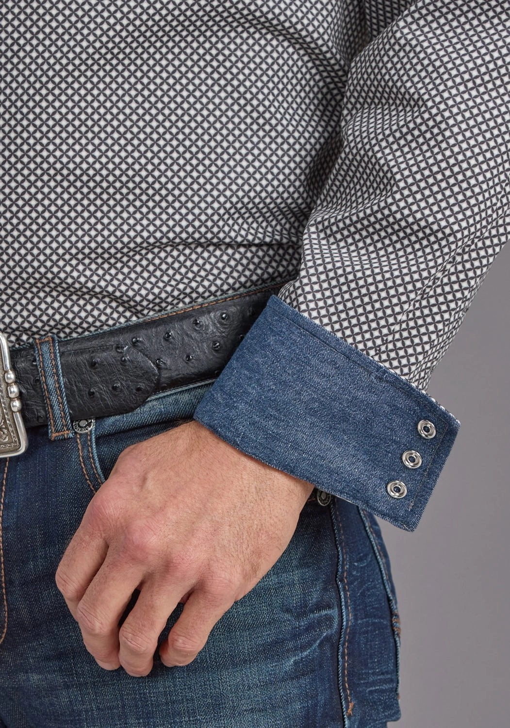 Lounge Wear High-End Look Stetson Mens 2236 Diamond Geo Black 100% Cotton L/S Shirt