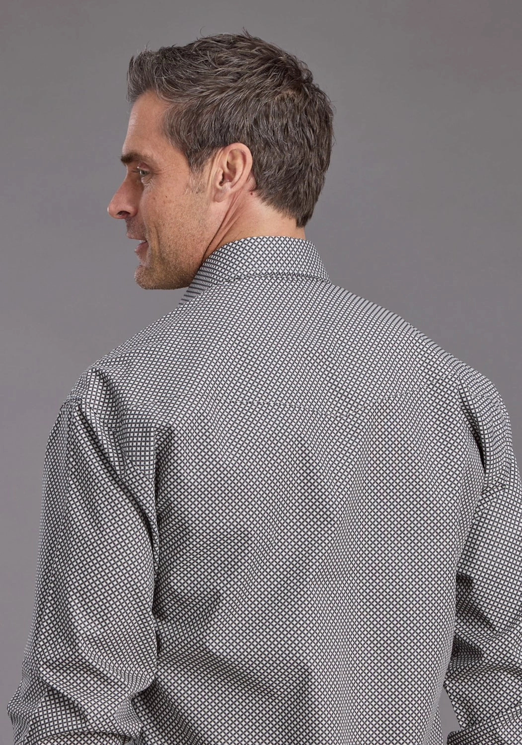 Round Collar Stetson Mens 2236 Diamond Geo Black 100% Cotton L/S Shirt