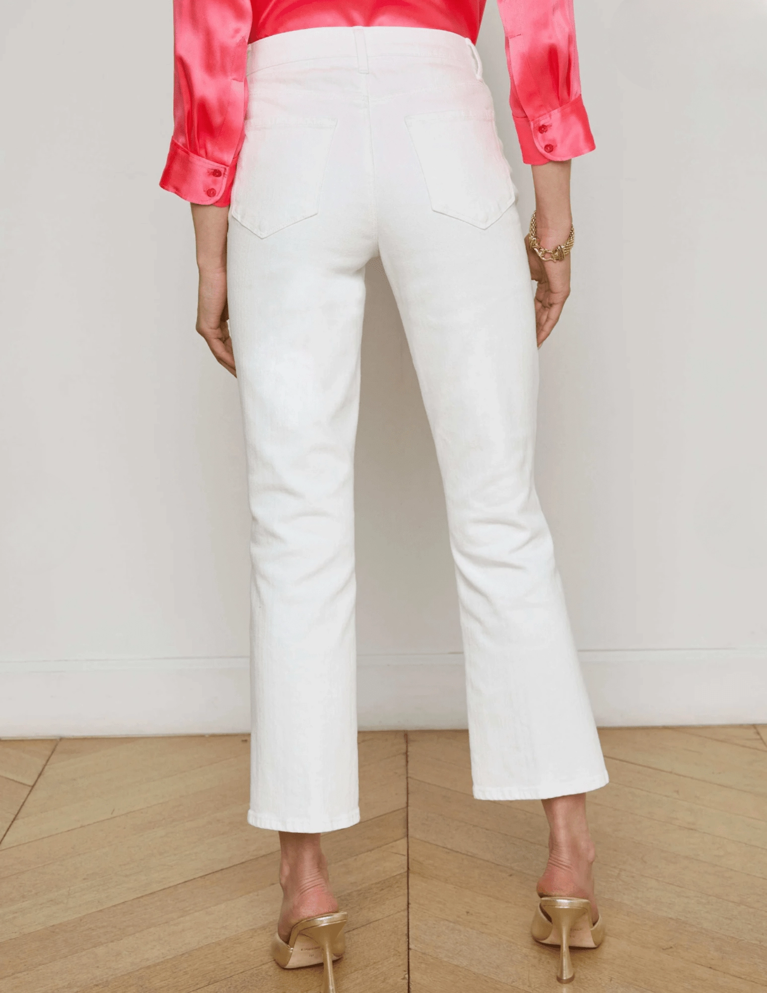 Relax Fit Festival Outfit Affordable Sunny Vibes LAGENCE Noya Cropped Slim Flare Jeans in Blanc